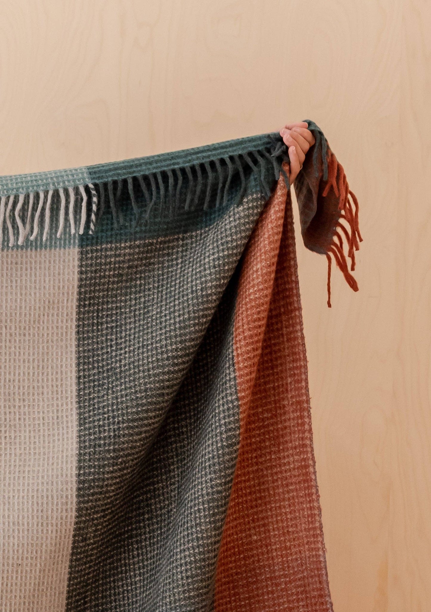 Recycled Wool Blanket in Green & Red