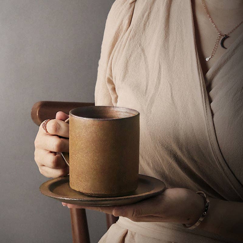 Gohobi Japanese Handmade Coffe Cup with Saucer