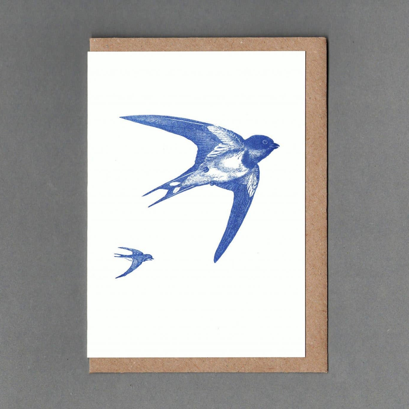 Swallow. Letterpress Greeting Card