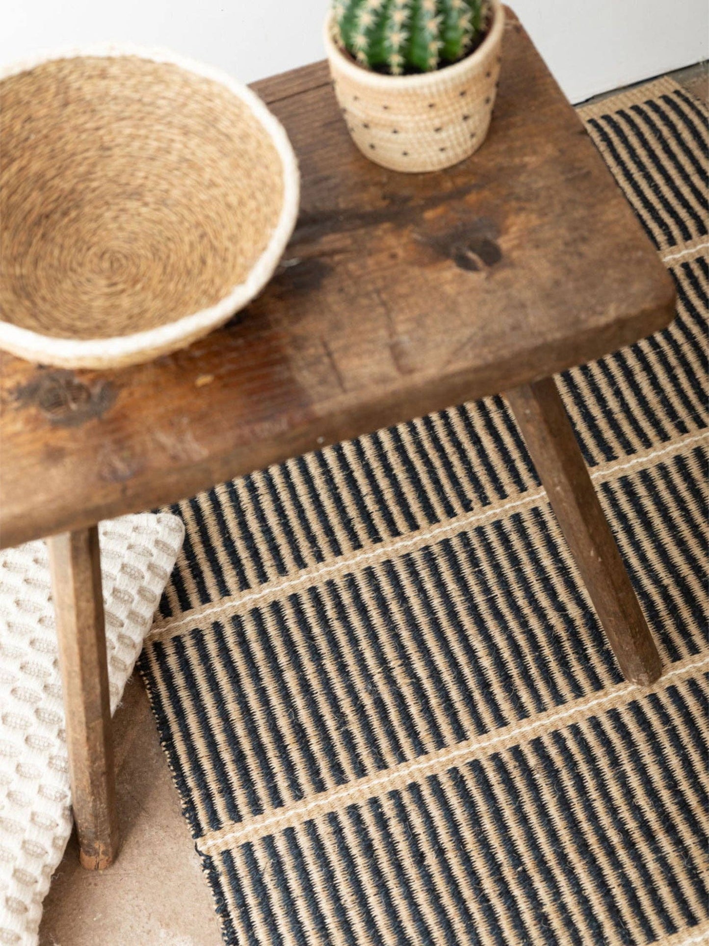 'Kichana' Natural & Black Woven Sisal Floor Mat