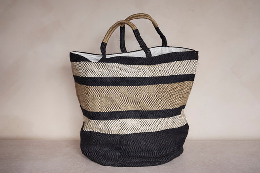 Black and Natural Jute Bag