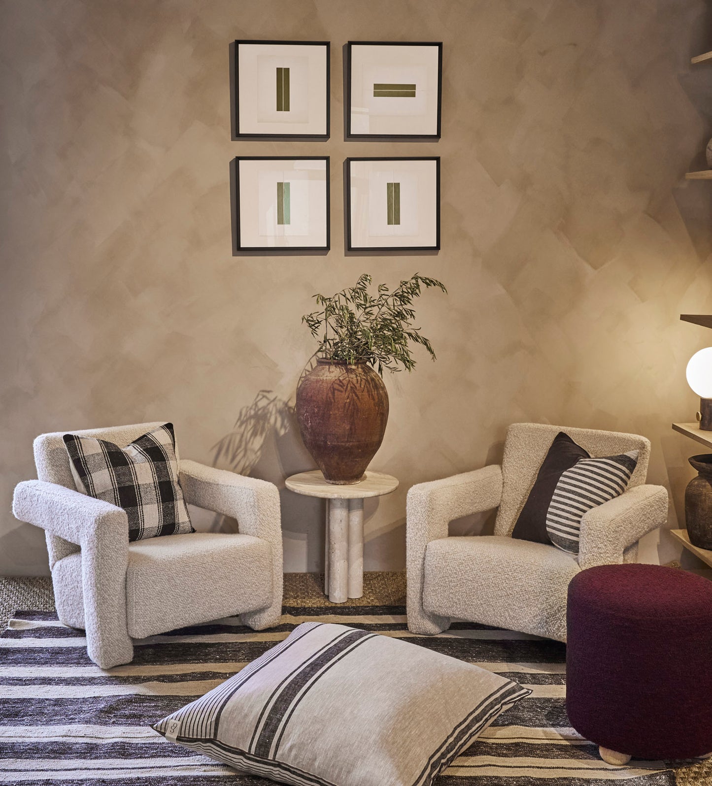 Travertine Round Side Table