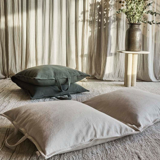 Cotton Floor Cushion Neutral 80x80