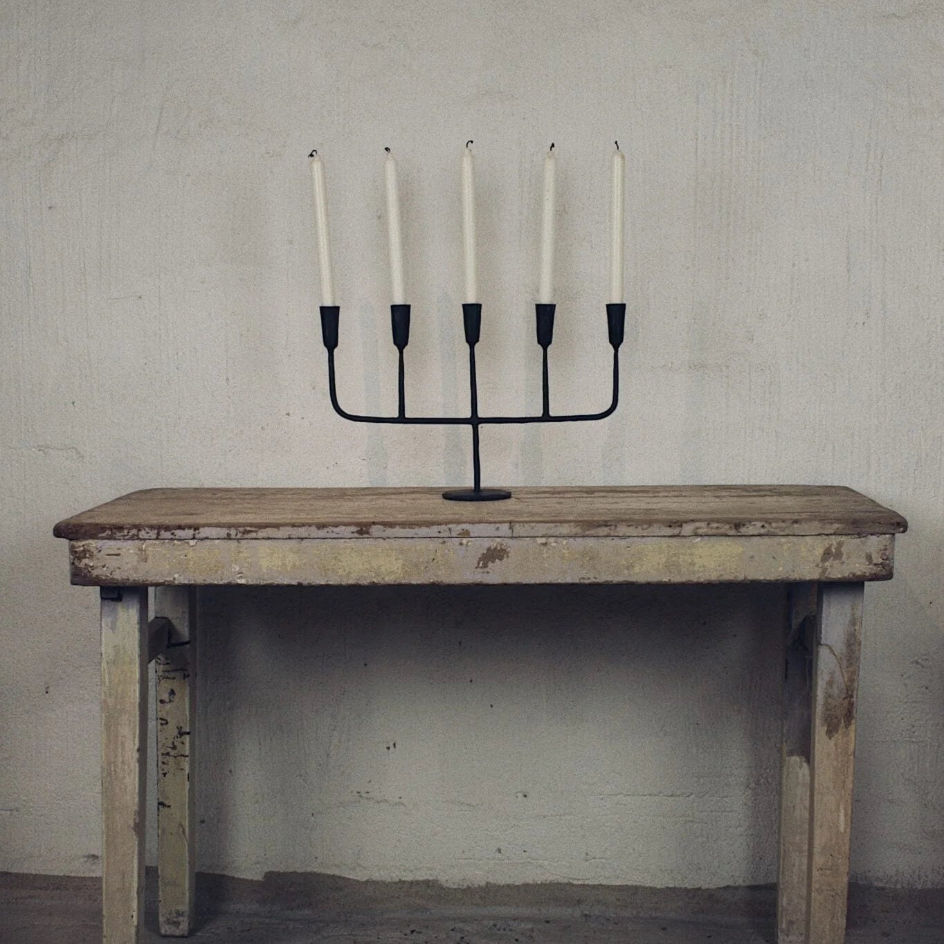 Cast Iron, 5 Arm Candle Holder