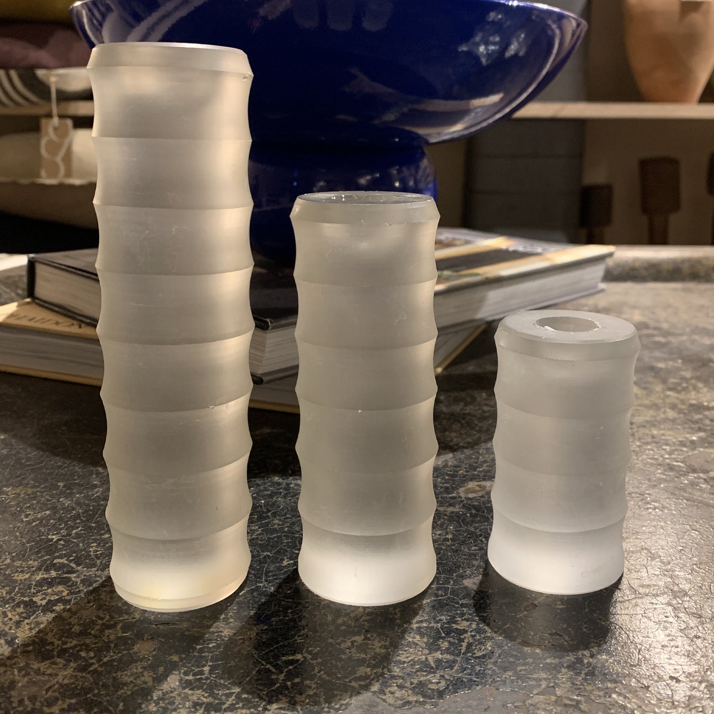 Vintage Frosted Glass Candle Holders