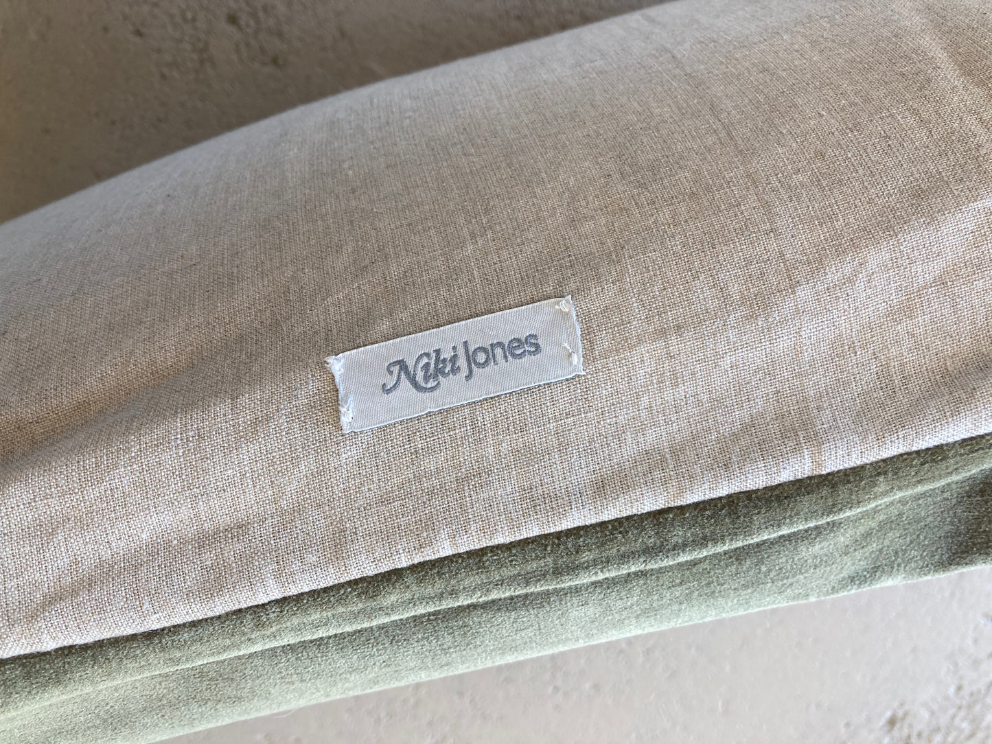 Velvet Linen Cushion Green Bark 40x60