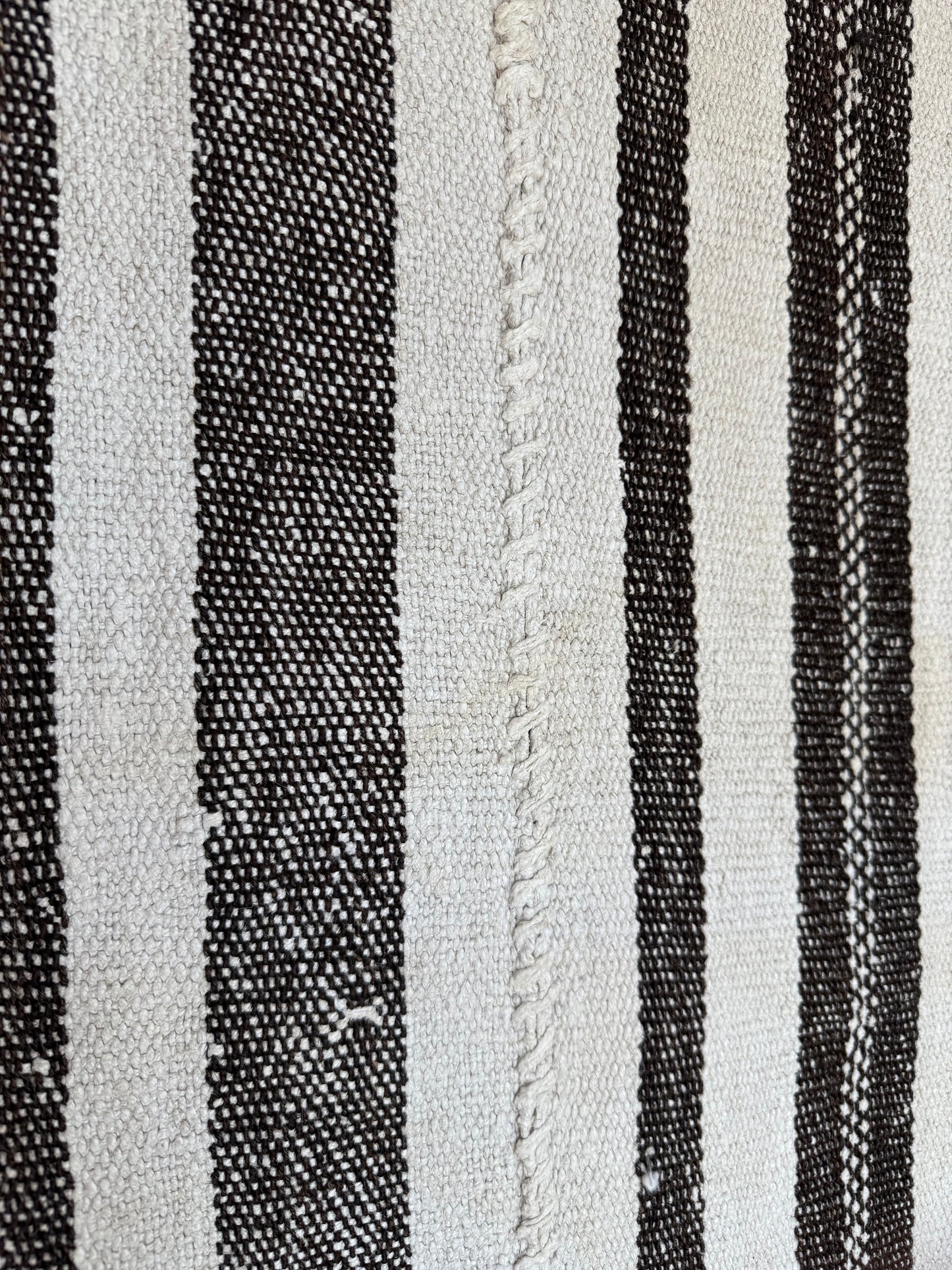 Vintage Chocolate and Natural Striped Kilim Rug 250x160
