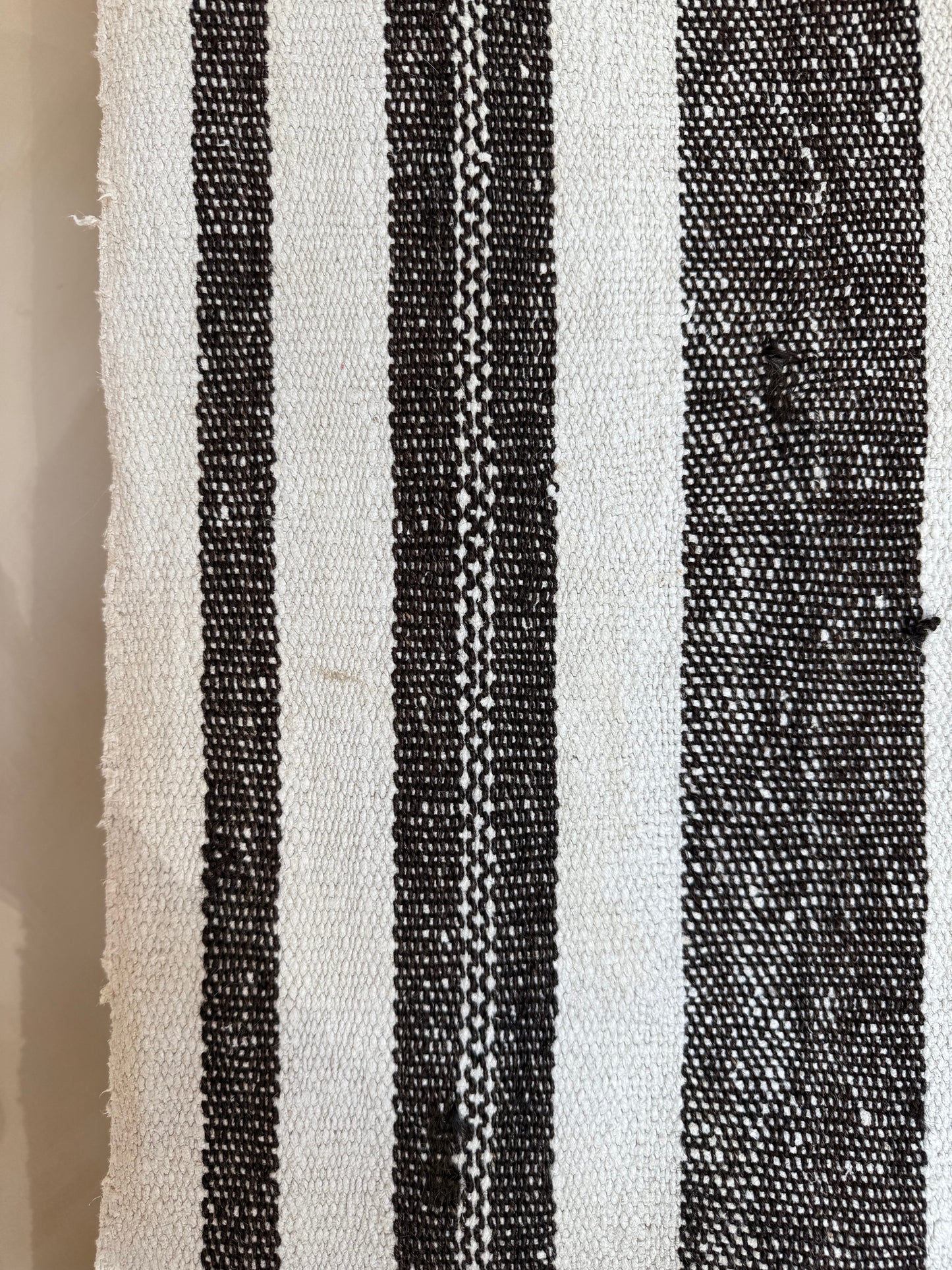 Vintage Chocolate and Natural Striped Kilim Rug 250x160