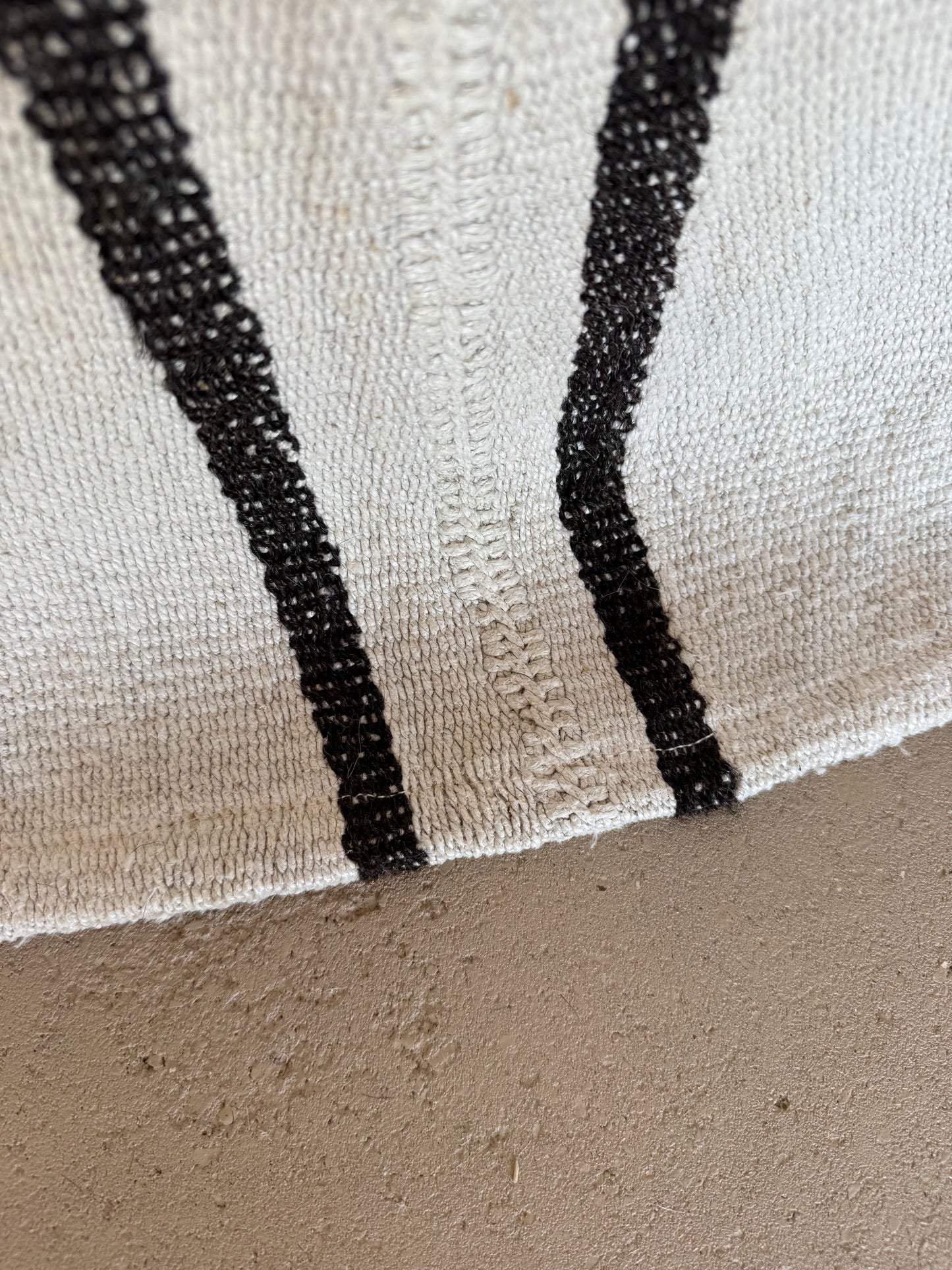 Black & White Striped Rug 216x150