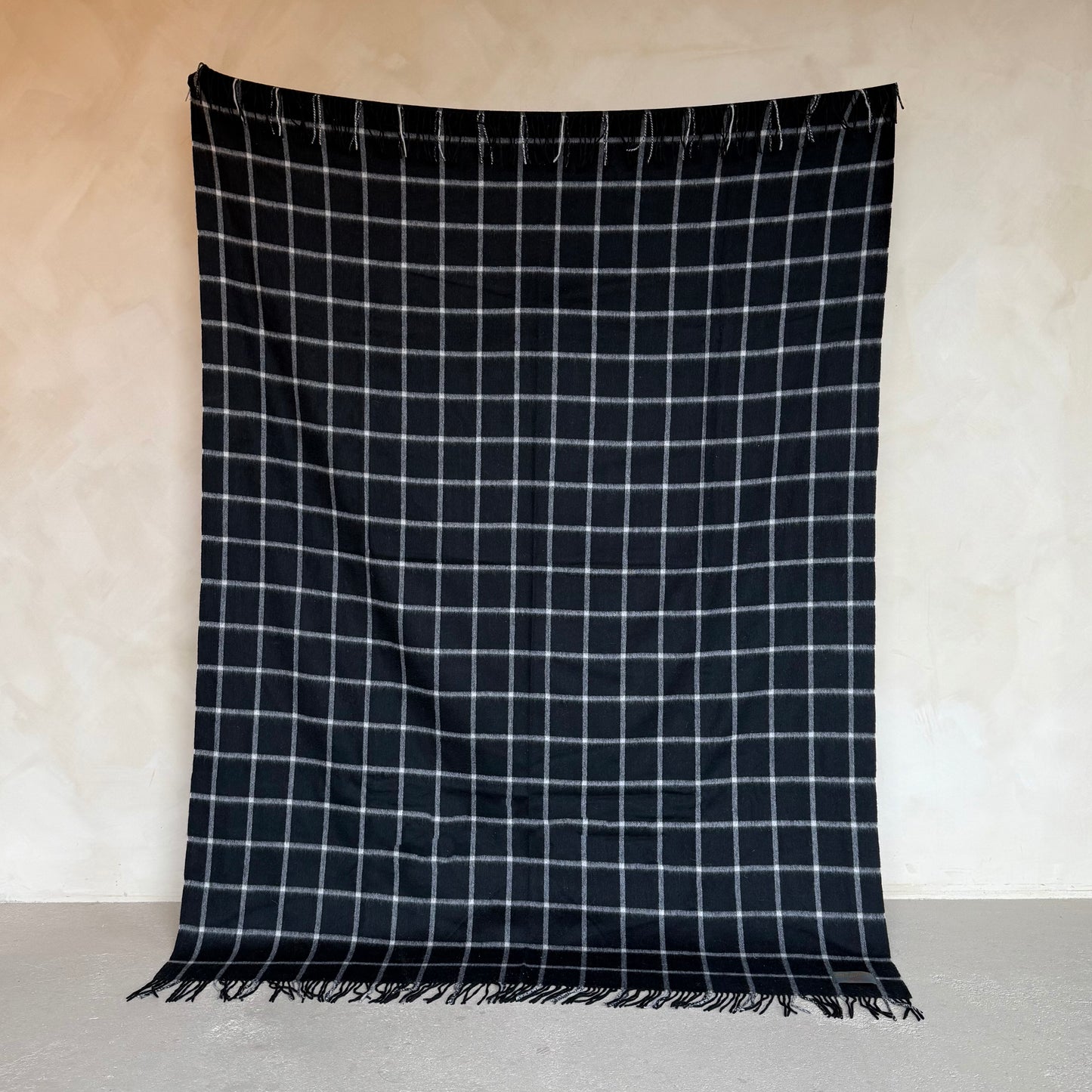Lambs Wool Black & White Checked Blanket