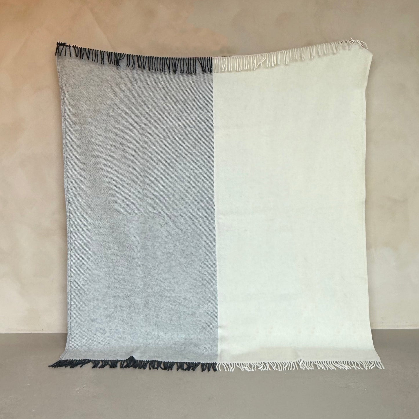 Lambs Wool Natural Two-Tone Blanket - Grey