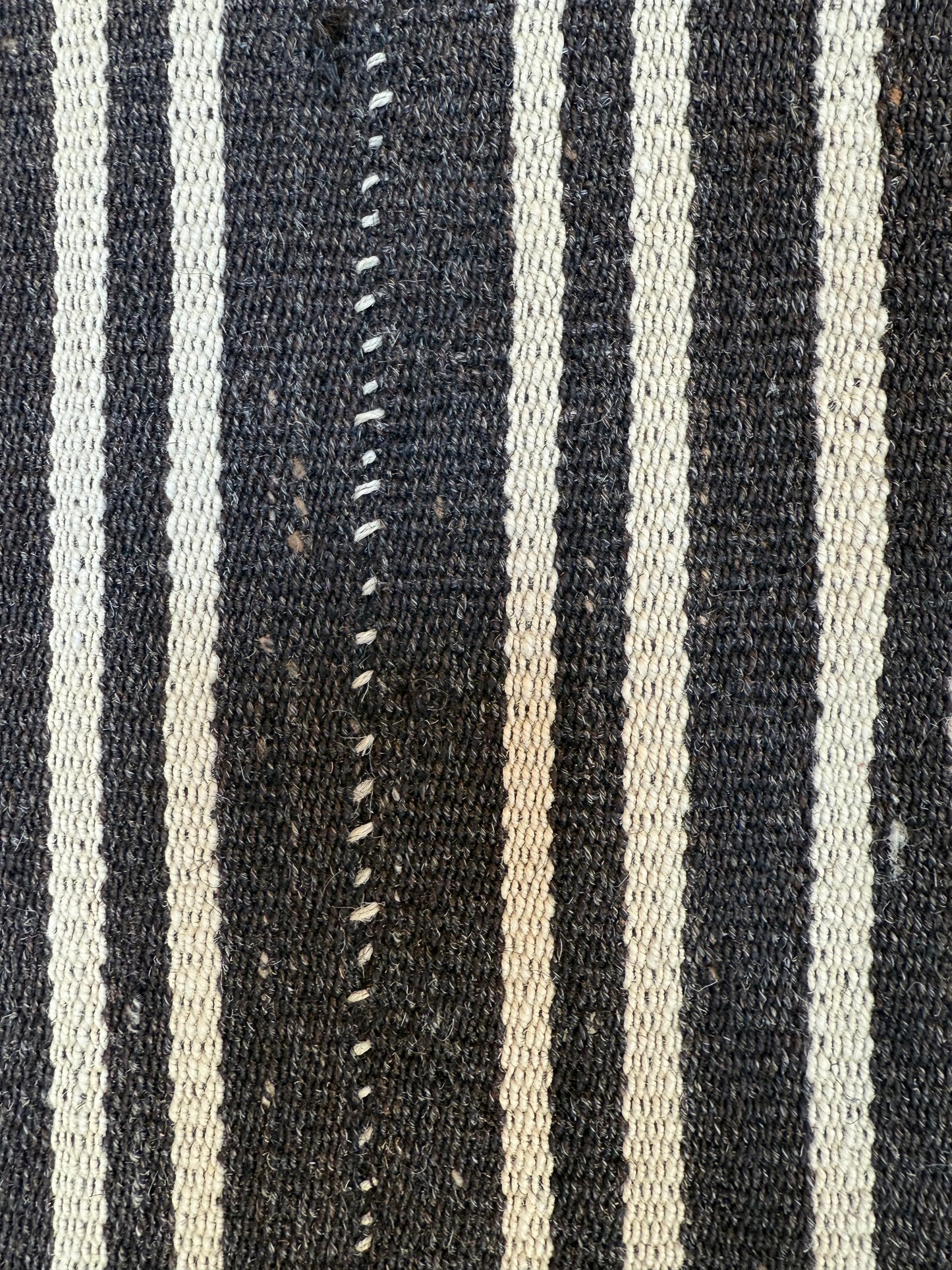 Vintage Chocolate Narrow Striped Kilim Rug 226x162