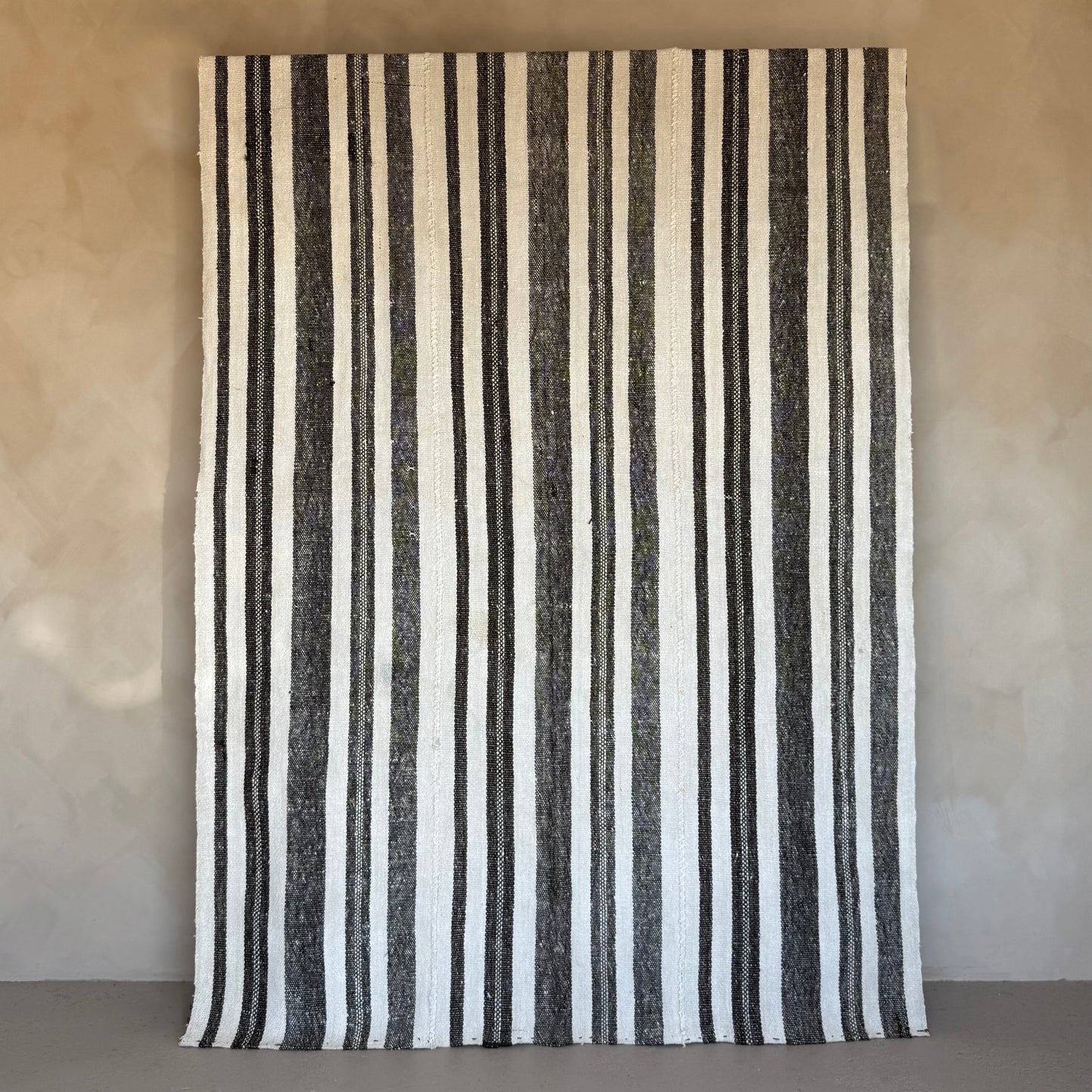 Vintage Chocolate and Natural Striped Kilim Rug 250x160