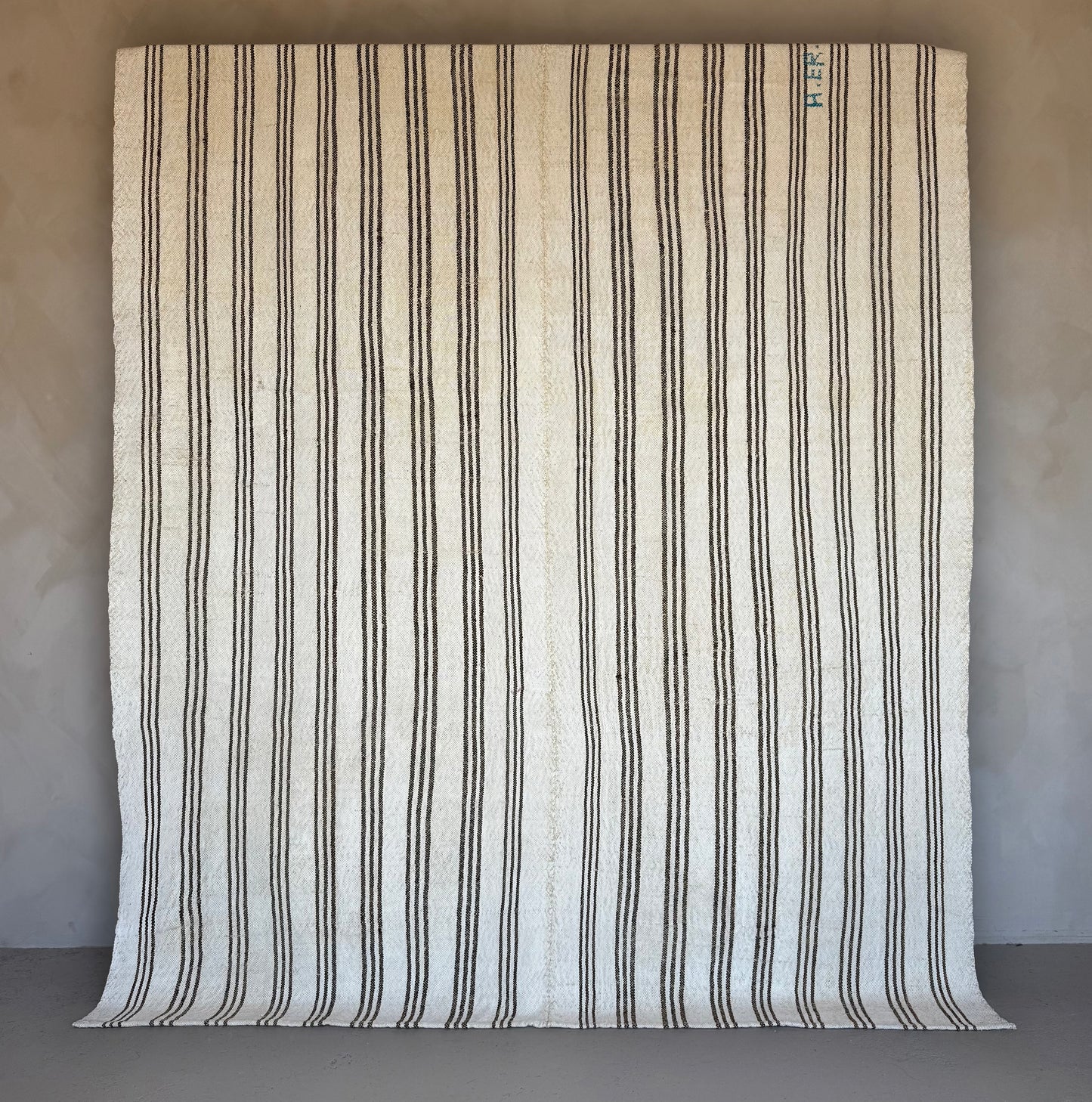 Vintage Embroidered Striped Kilim Rug 280x190