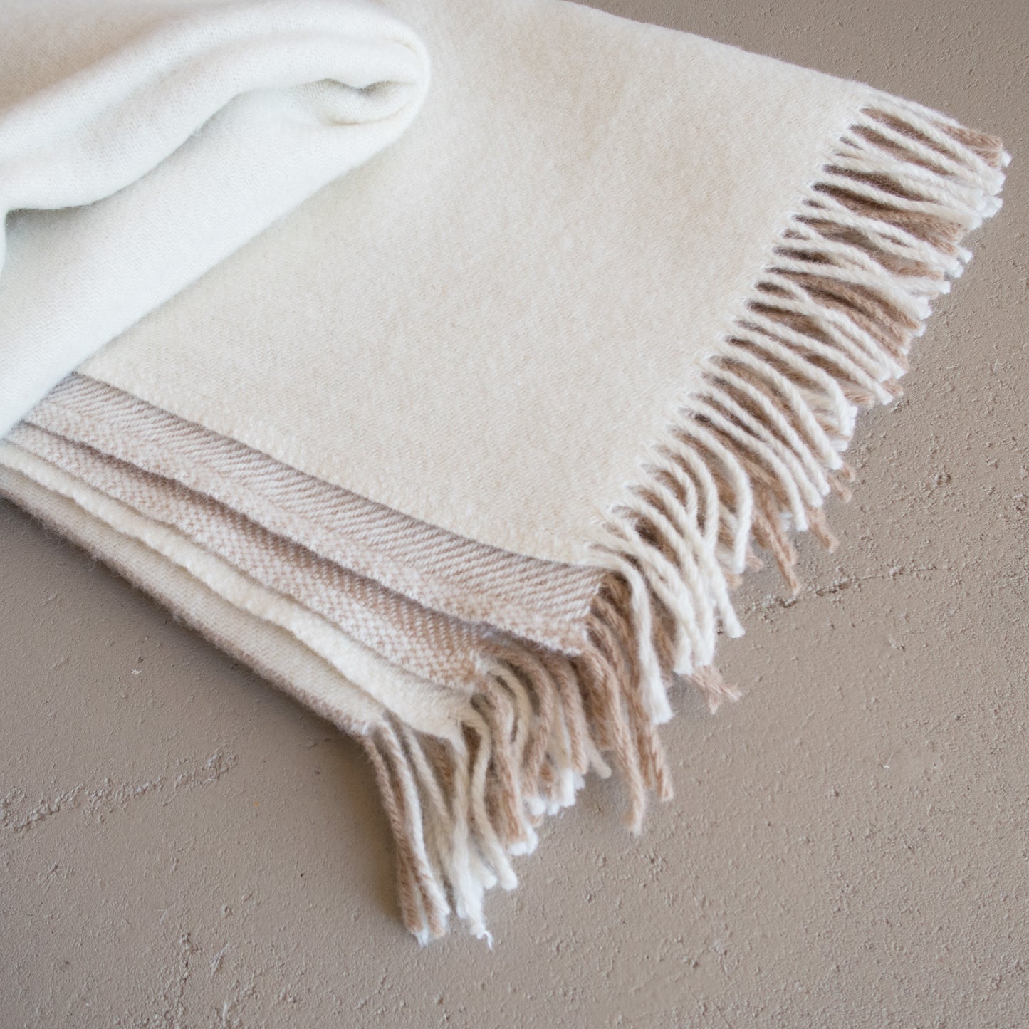 Lambs Wool Natural Two-Tone Blanket - Cream