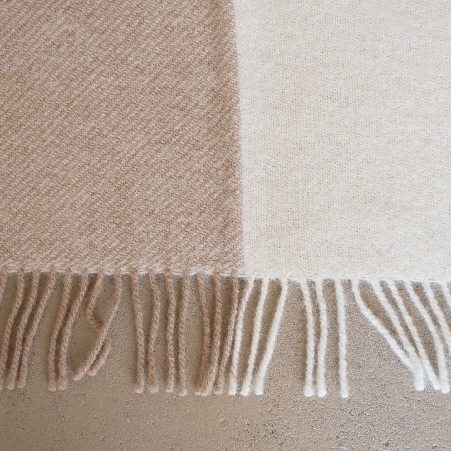 Lambs Wool Natural Two-Tone Blanket - Cream