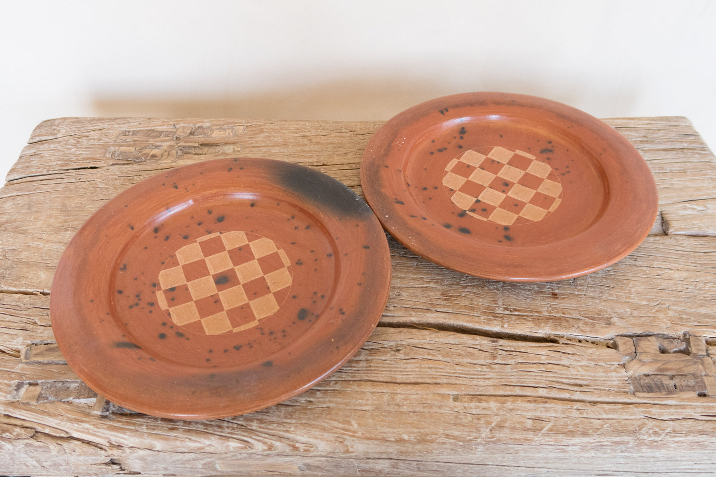 Chequered Terracotta Plates