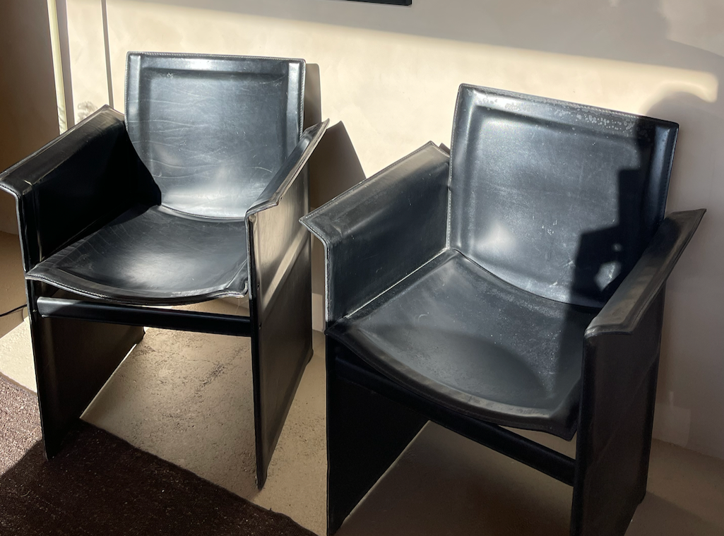 Arrben Italy 1980's vintage leather armchairs