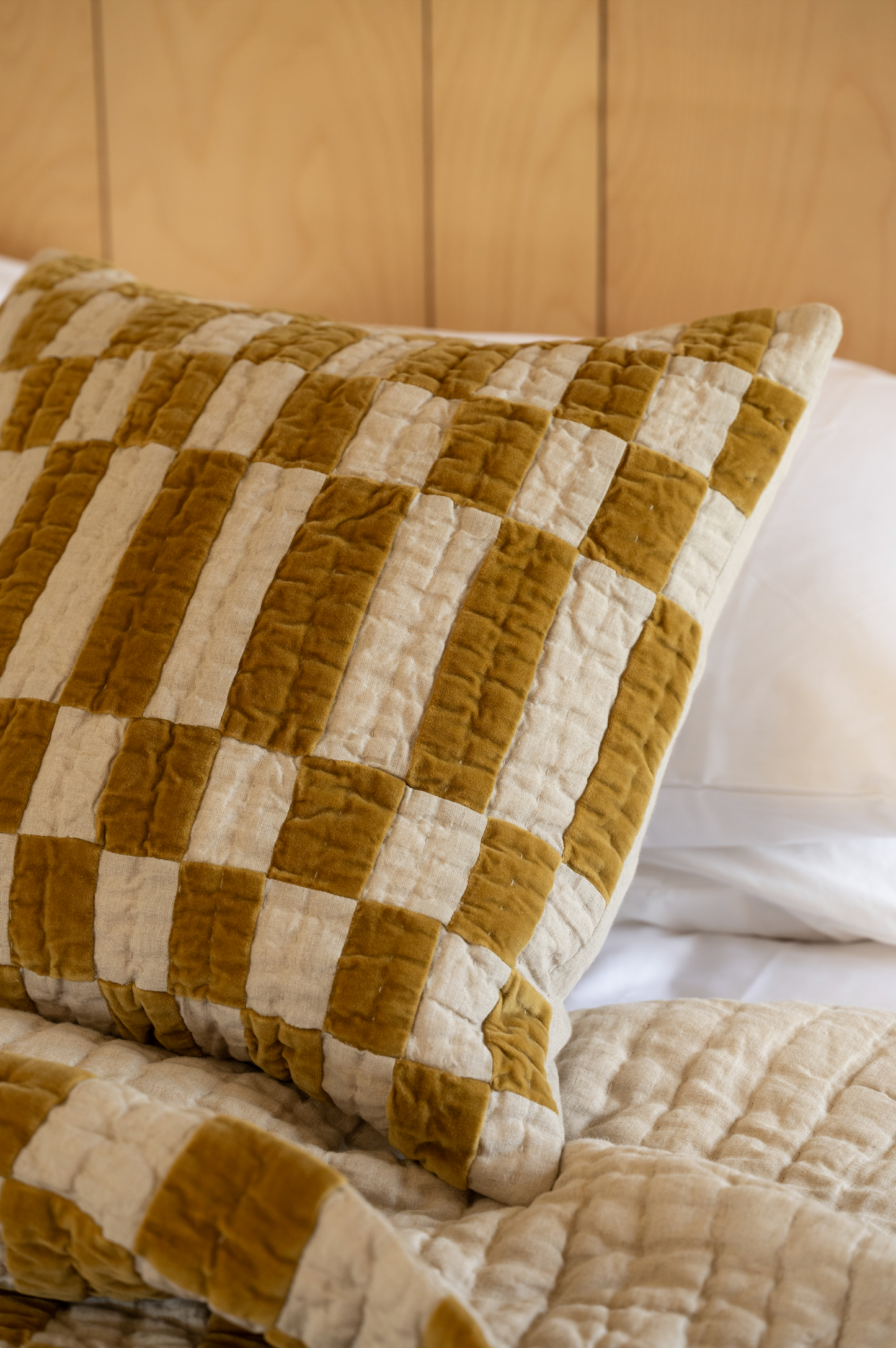 Checkerboard Cushion Golden Lichen 50x50