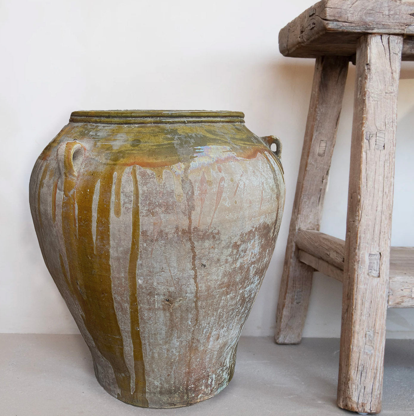 Vintage XL Partial Glazed Terracotta Pot