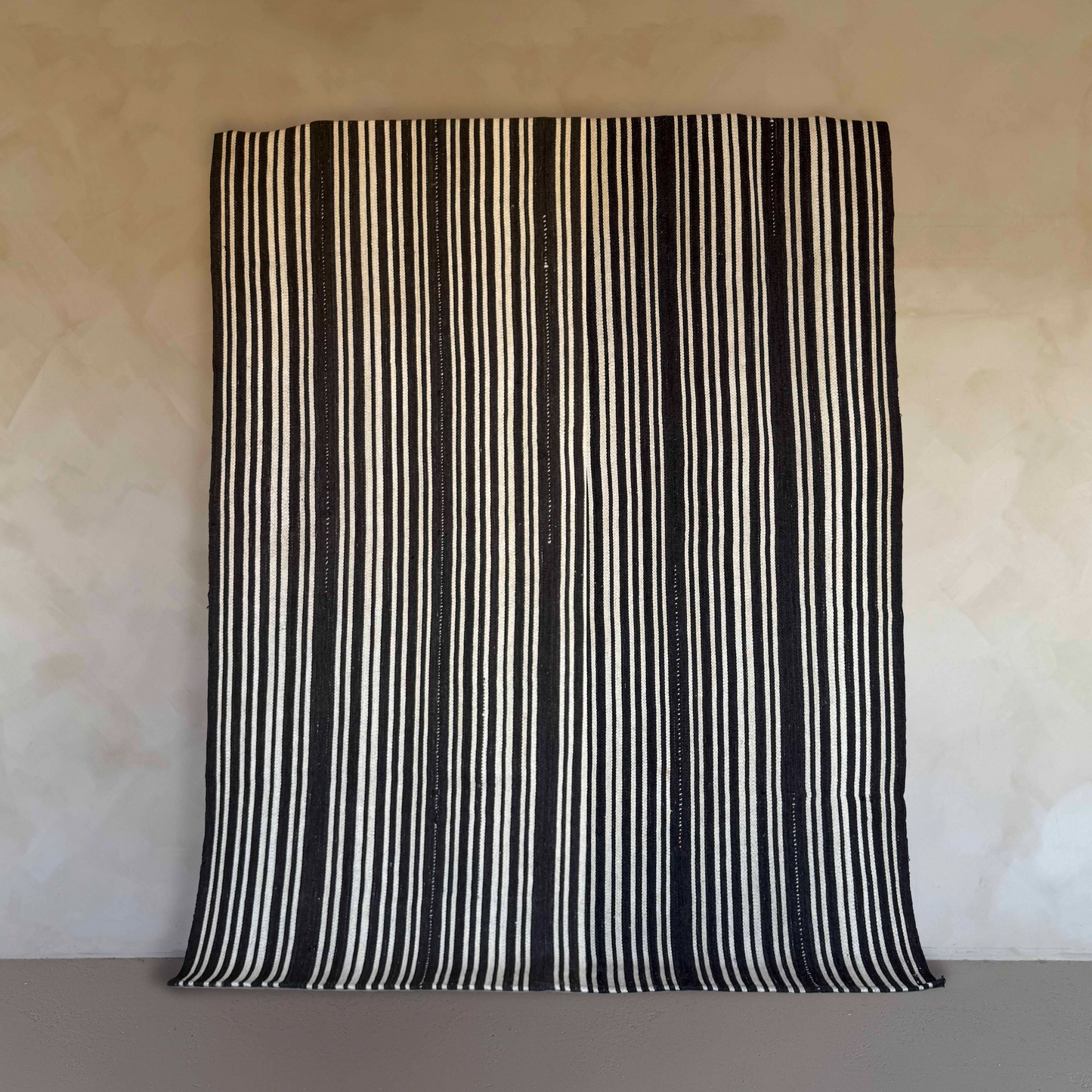 Vintage Chocolate Narrow Striped Kilim Rug 226x162