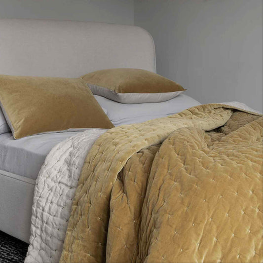 Velvet Linen Throw Golden Lichen 140x220