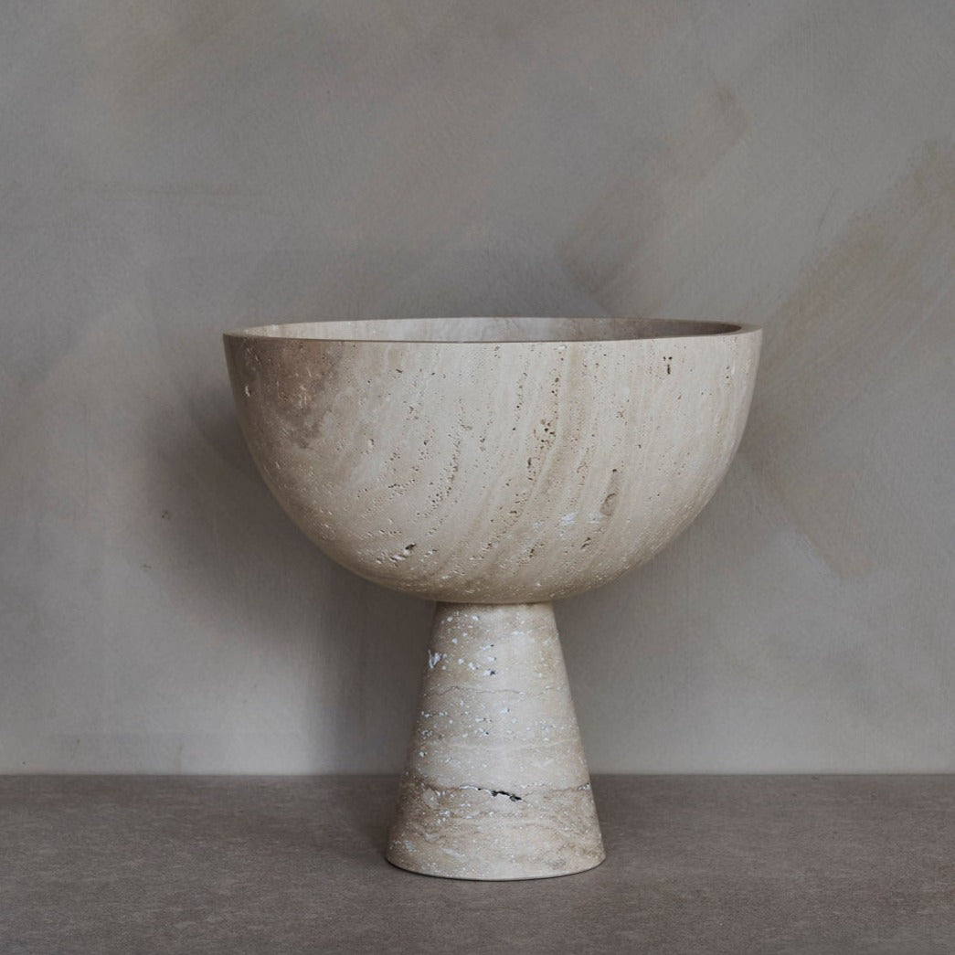 Travertine Pedestal Bowl