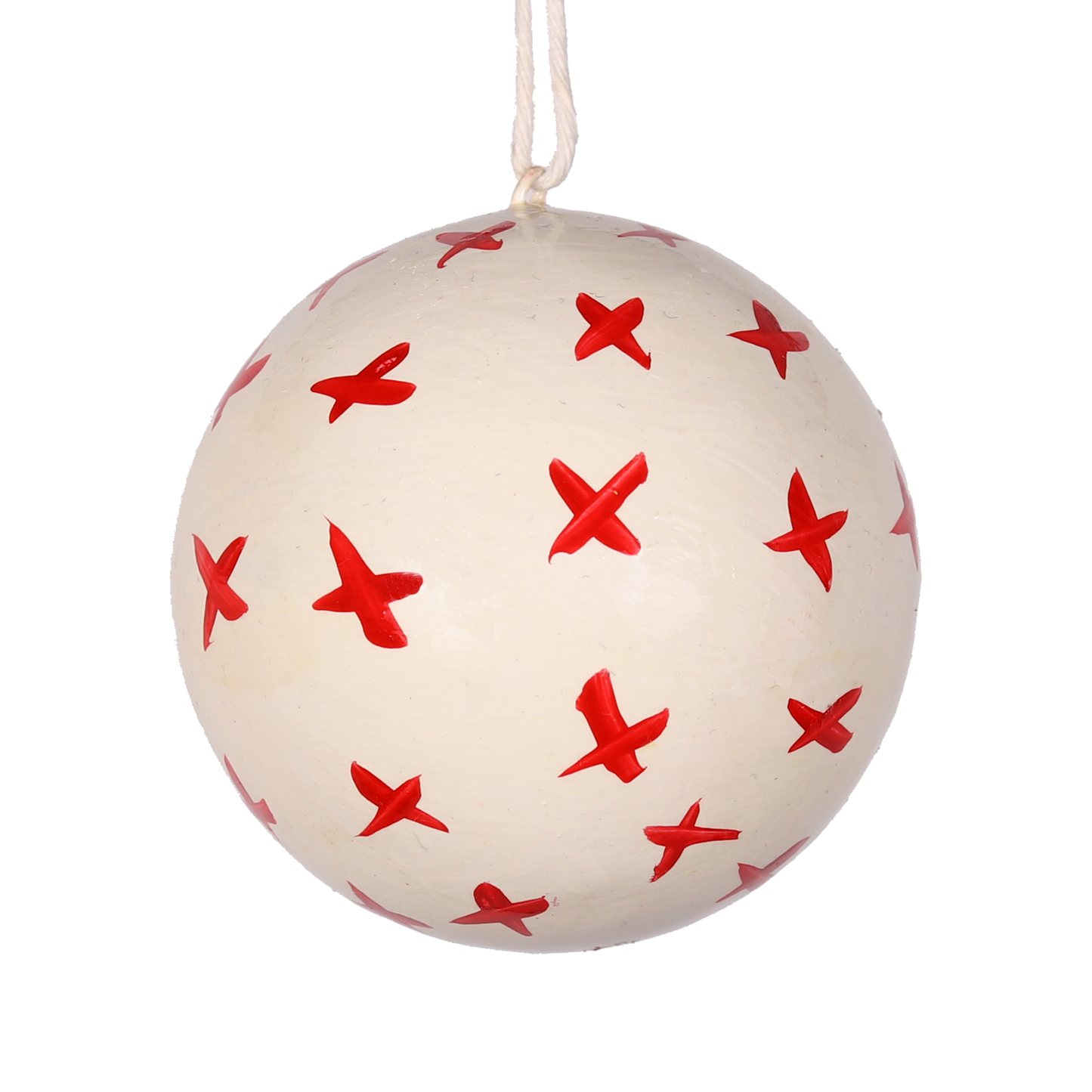 Crosses Papier-Mâché Bauble 7cm, Red & White