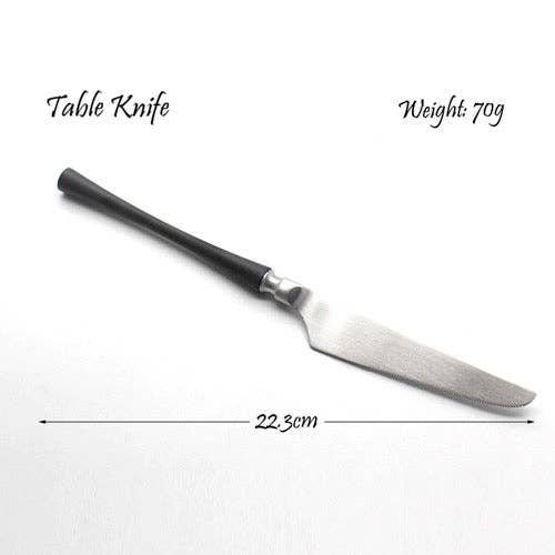 Gohobi Japanese Vintage Stainless Steel Cutlery with Black Handle - Set of 6