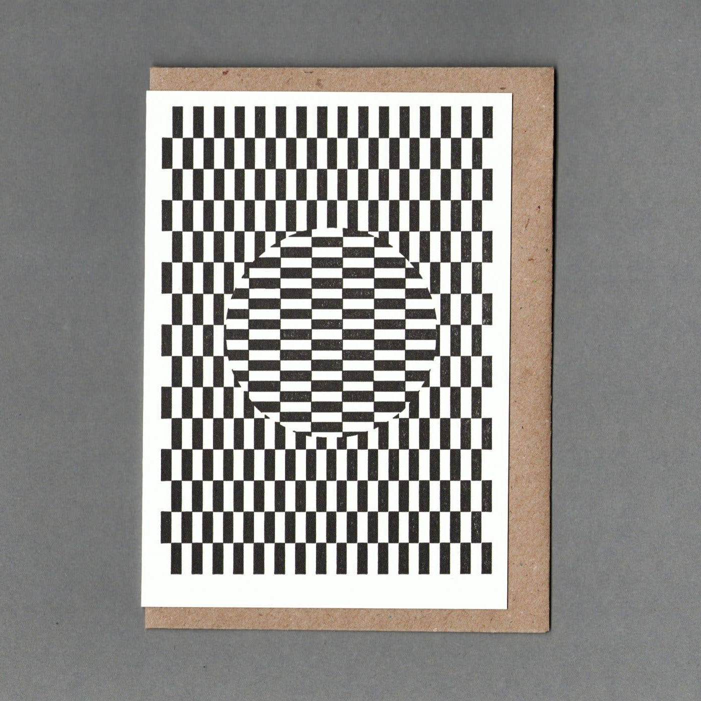 Ouchi Illusion. Letterpress Greeting Card