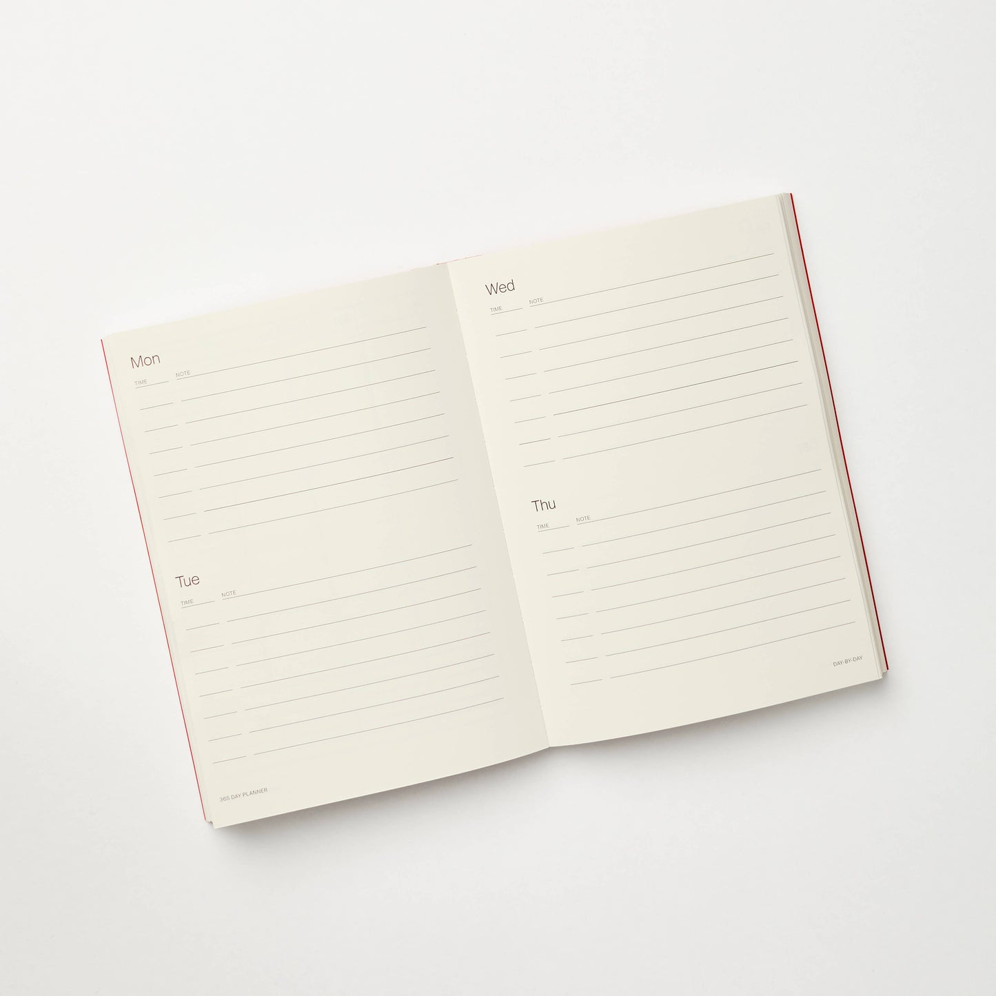Red A5 Lay Flat 365 undated planner