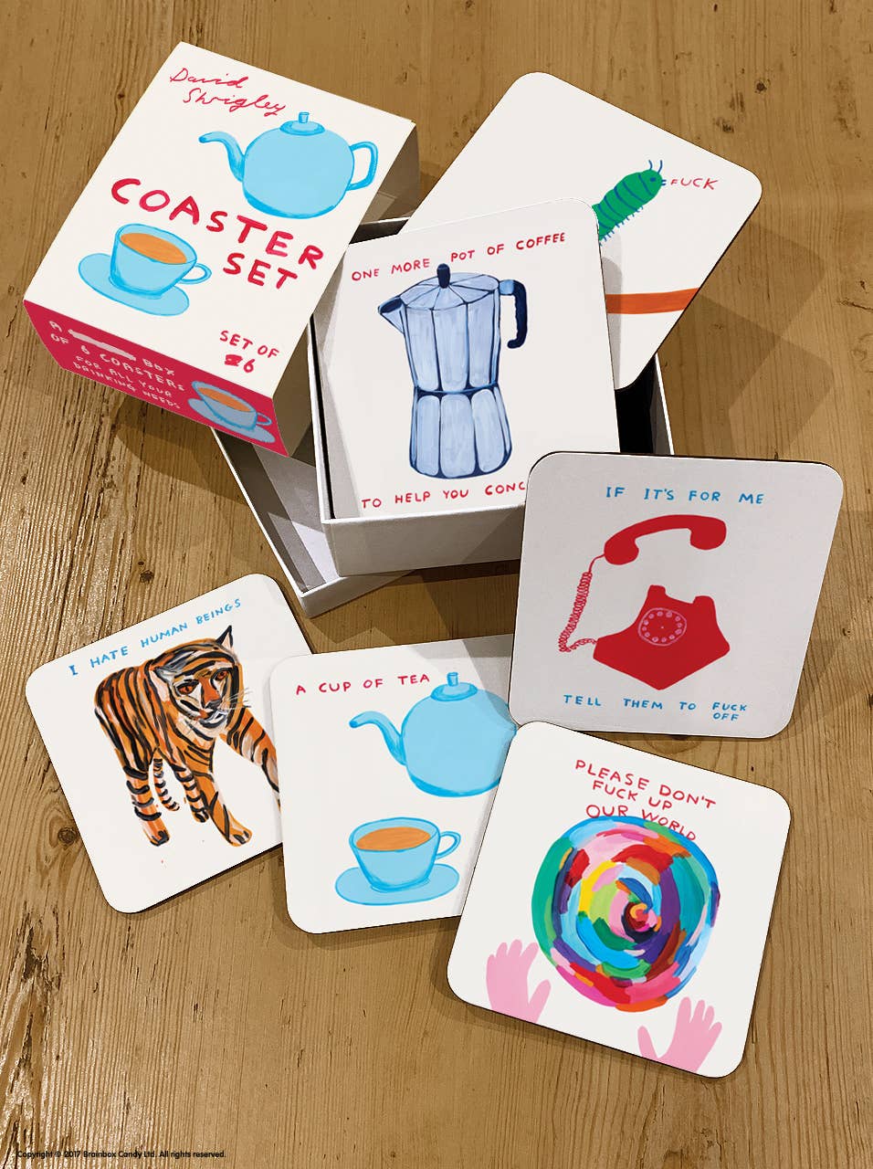 David Shrigley Coaster Set - 6 Designs