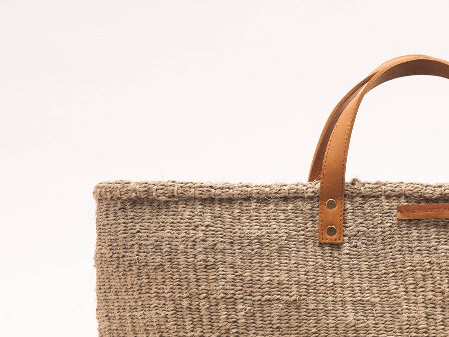 'Kaza' Brown & Grey Two Tone Woven Shopper - Jumbo
