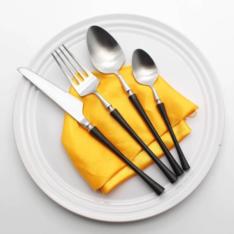 Gohobi Japanese Vintage Stainless Steel Cutlery with Black Handle - Set of 6