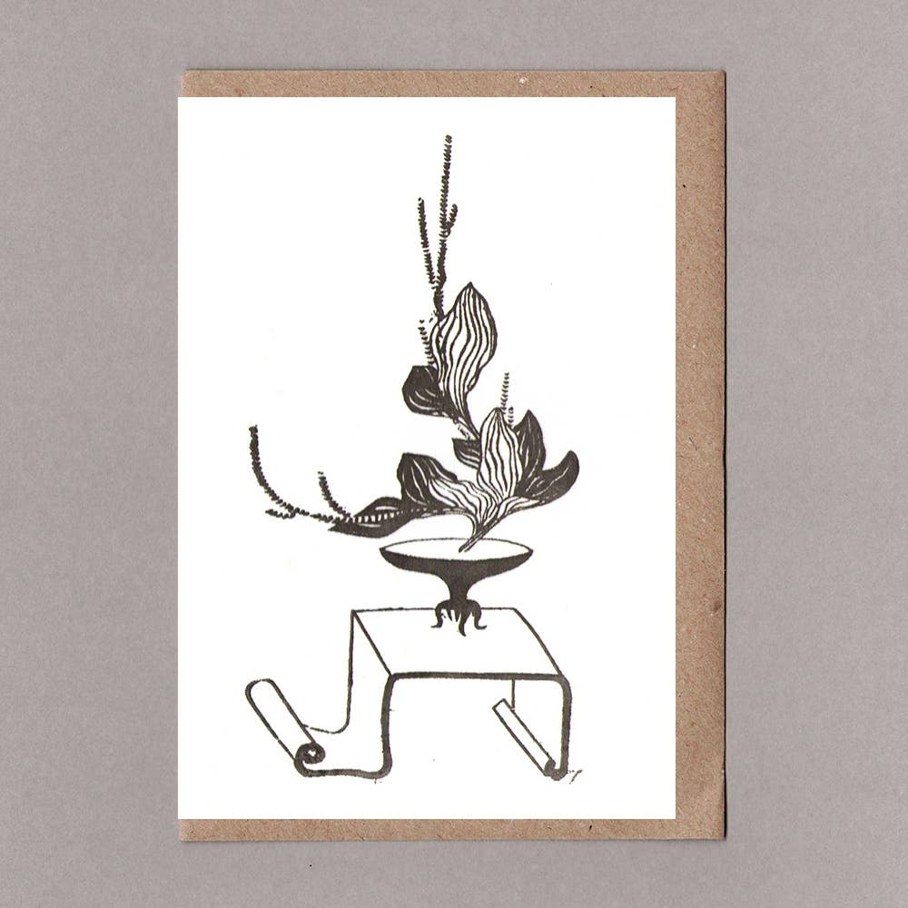 Ikebana 3 Black, Letterpress Greeting Card