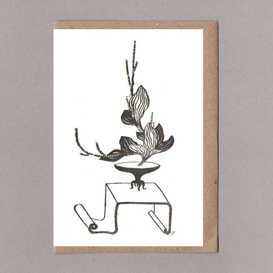 Ikebana 3 Black, Letterpress Greeting Card