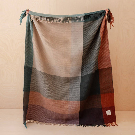 Recycled Wool Blanket in Green & Red
