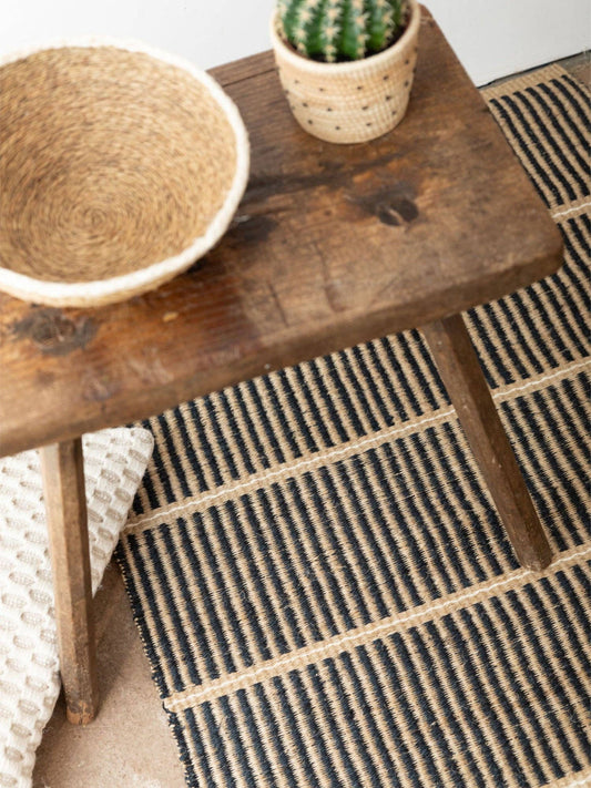 'Kichana' Natural & Black Woven Sisal Floor Mat