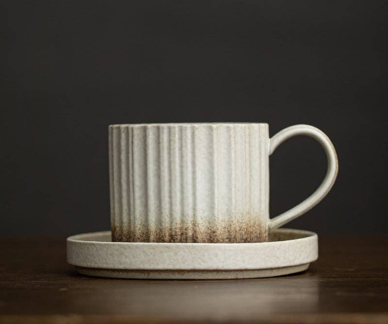 Gohobi Japanese Style Ceramic Coffee Mug with Saucer