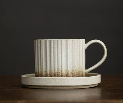 Gohobi Japanese Style Ceramic Coffee Mug with Saucer
