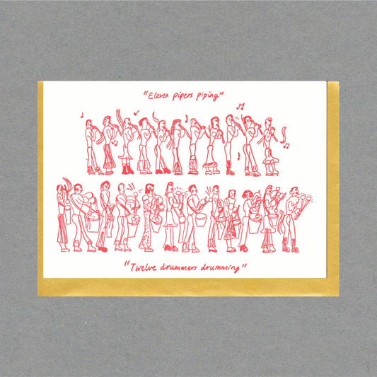 Pipers Piping. Letterpress Christmas Card