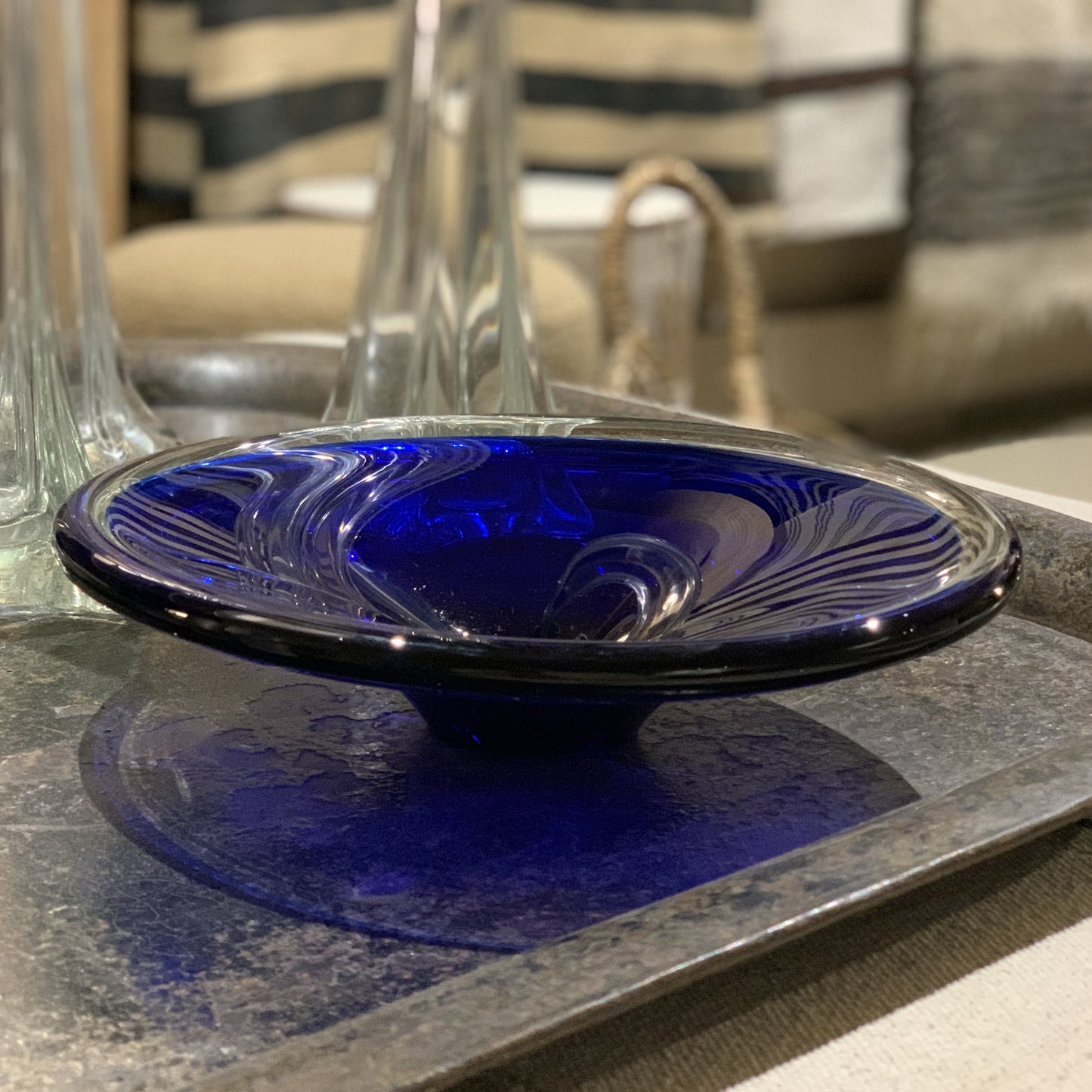 Blue Glass Vintage Dish