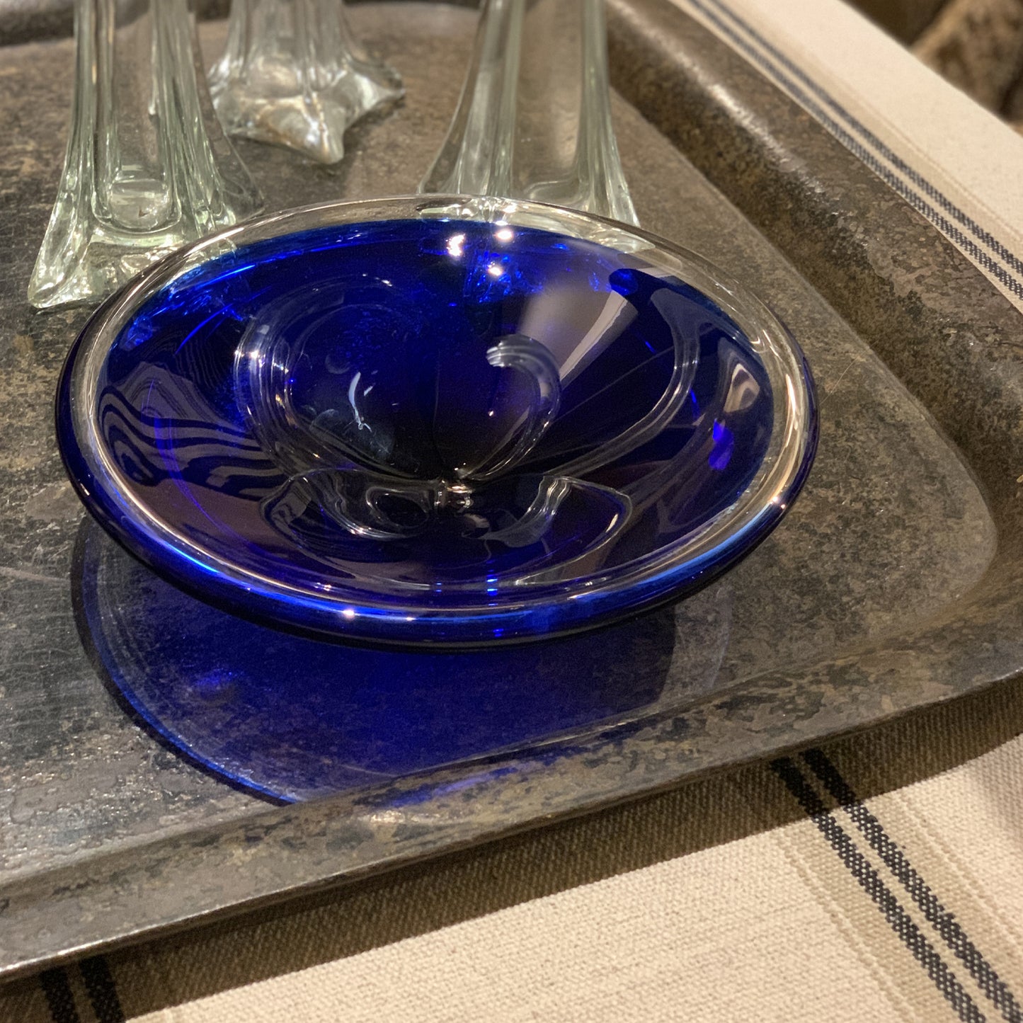 Blue Glass Vintage Dish