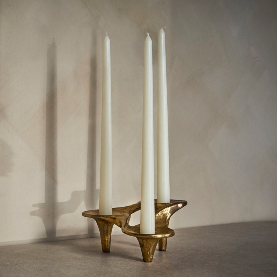 1960s Brutalist Bronze Candle Holder by Michael Harjes