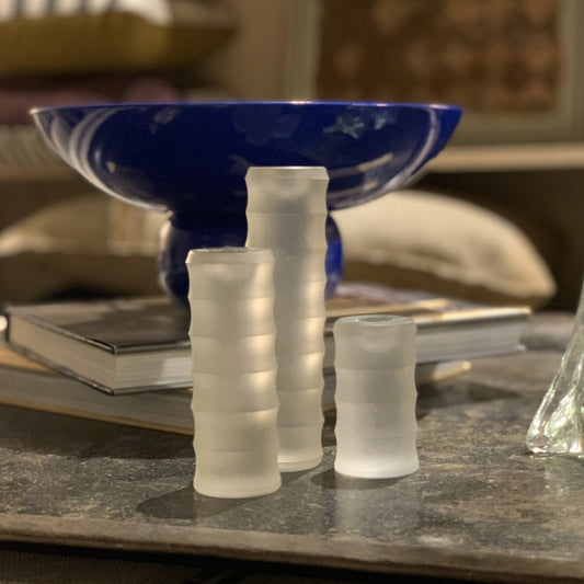 Vintage Frosted Glass Candle Holders