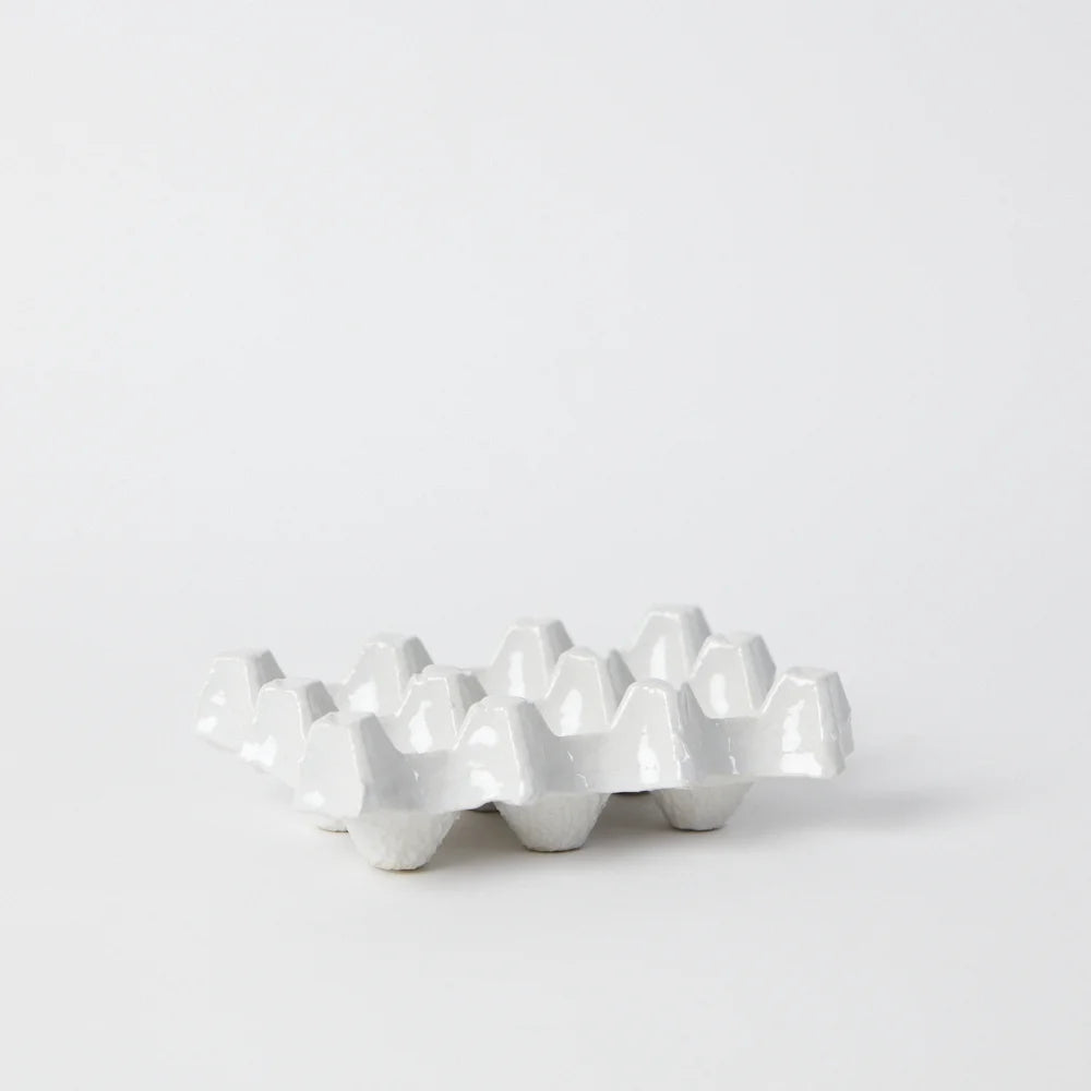 White Stoneware Egg Storage Dish
