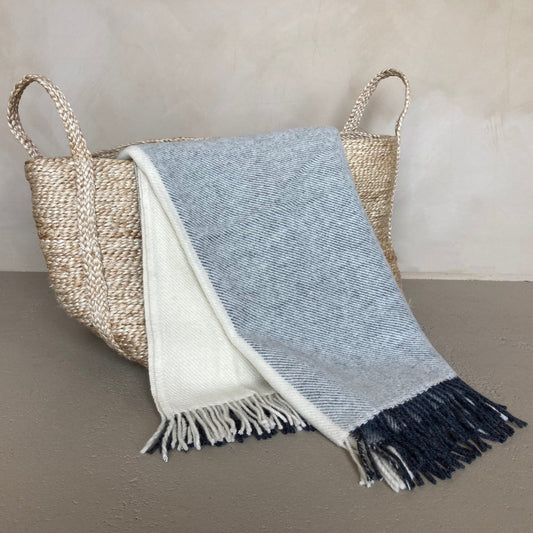 Lambs Wool Natural Two-Tone Blanket - Grey