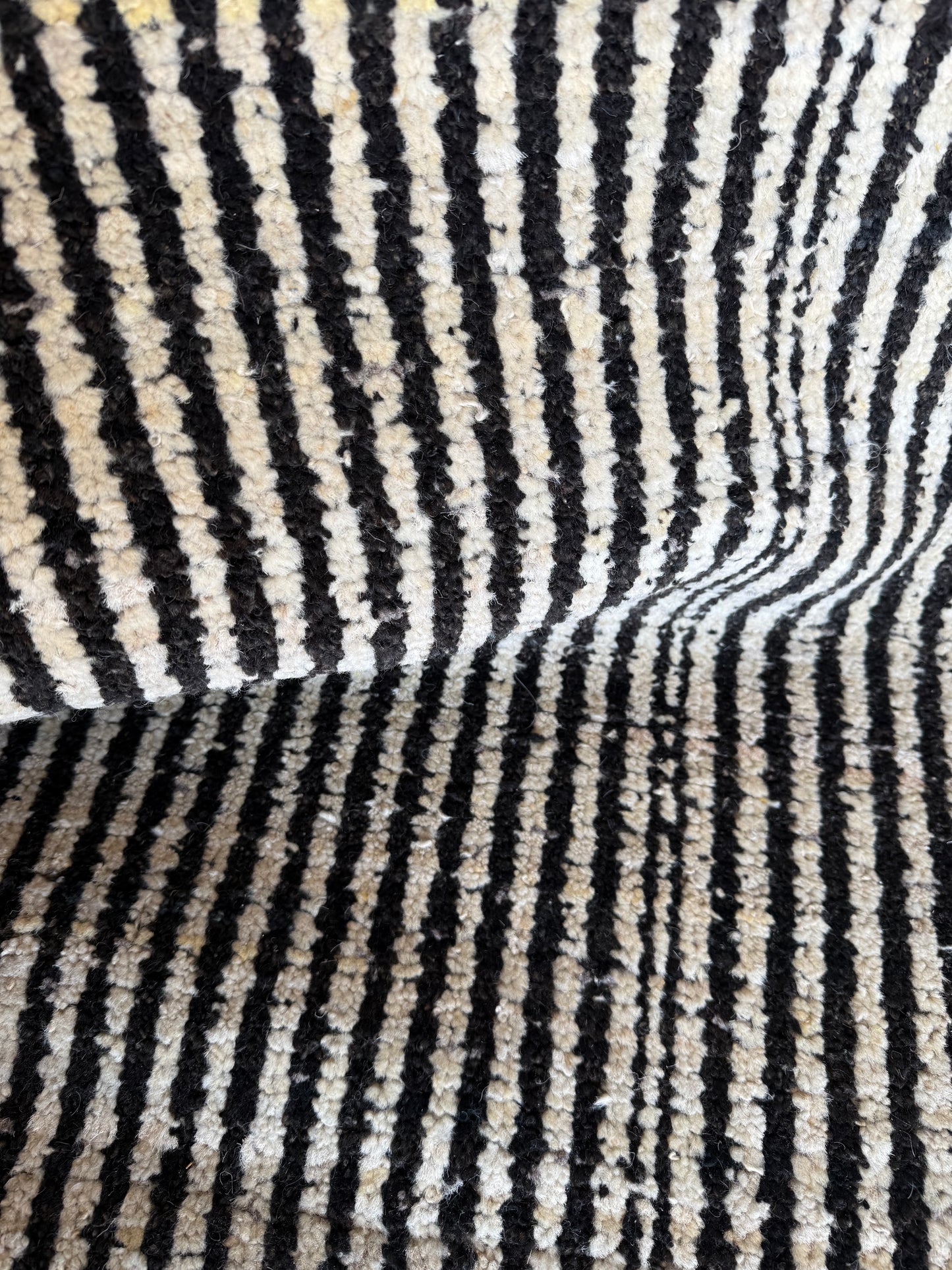 Black & Beige Handwoven Wool Striped Runner 296x87