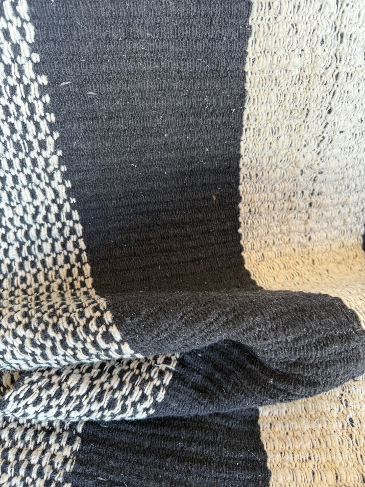 Navy Handwoven Cotton Striped Runner 315x75