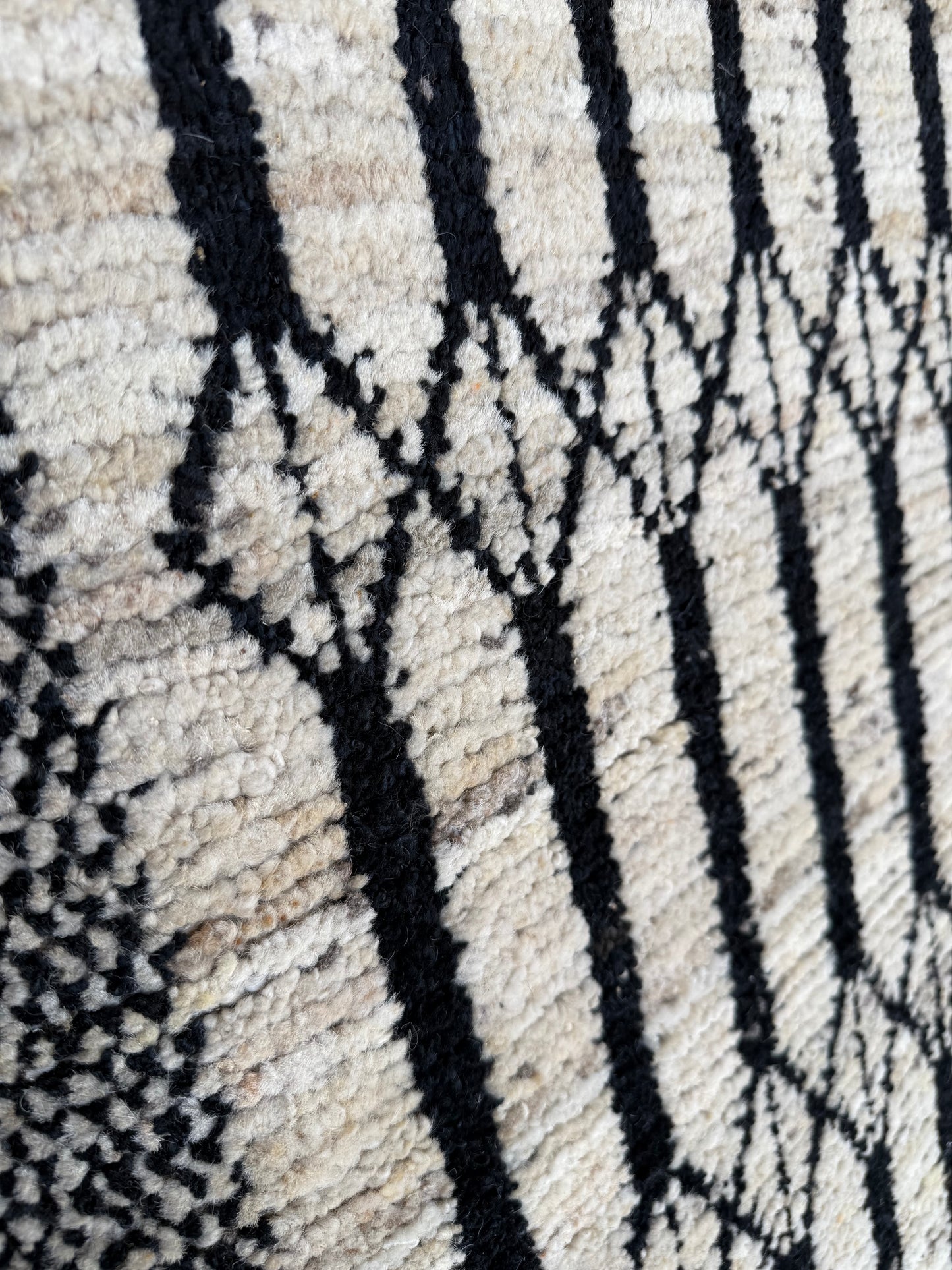 Black & Beige Handwoven Wool Runner 302x87